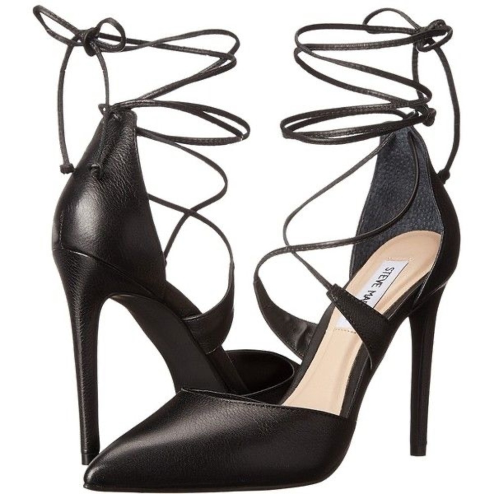 Steve Madden Raela black leather strappy heels